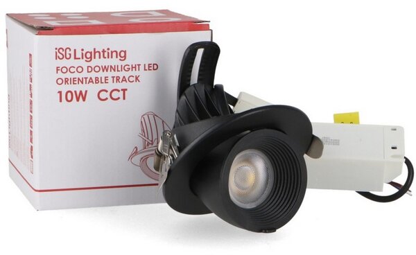 Faretto Led da incasso Track 10W Rotondo Orientabile Cornice nera Apertura 36 gradi CCT temperatura colore regolabile iSG Lighting