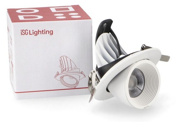 Faretto Led da incasso Track 15W Rotondo Orientabile Cornice bianca Apertura 36 gradi CCT temperatura colore regolabile iSG Lighting