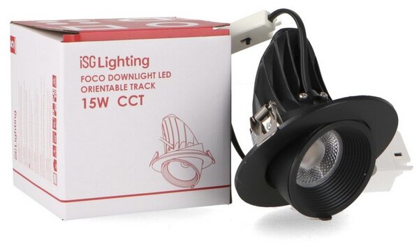Faretto Led da incasso Track 15W Rotondo Orientabile Cornice nera Apertura 36 gradi CCT temperatura colore regolabile iSG Lighting