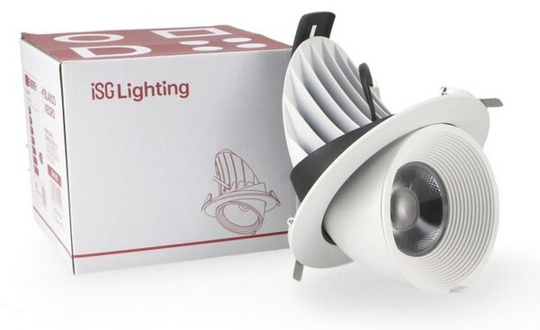Faretto Led da incasso Track 30W Rotondo Orientabile Cornice bianca Apertura 36 gradi CCT temperatura colore regolabile iSG Lighting
