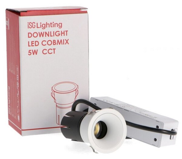 Faretto Led da incasso 5W Rotondo Orientabile Cornice bianca Apertura 36 gradi CCT temperatura colore regolabile iSG Lighting