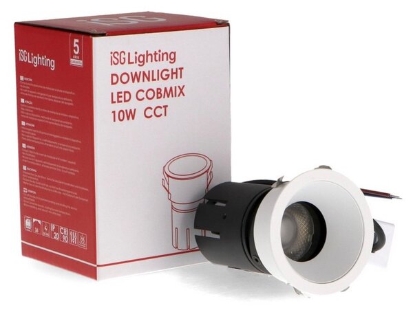 Faretto Led da incasso 10W Rotondo Orientabile Cornice bianca Apertura 36 gradi CCT temperatura colore regolabile iSG Lighting