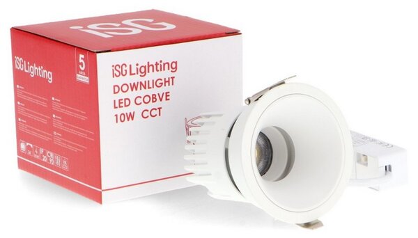 Faretto Led da incasso Cobve 10W Rotondo Cornice bianca Apertura 36 gradi CCT temperatura colore regolabile iSG Lighting