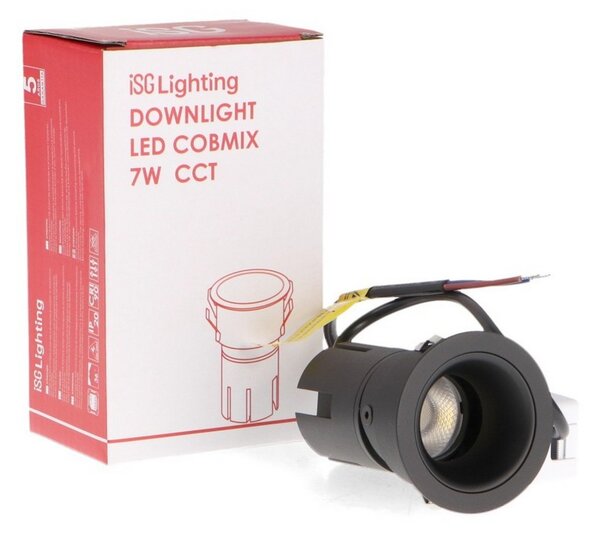 Faretto Led da incasso 7W Rotondo Orientabile Cornice nera Apertura 36 gradi CCT temperatura colore regolabile iSG Lighting