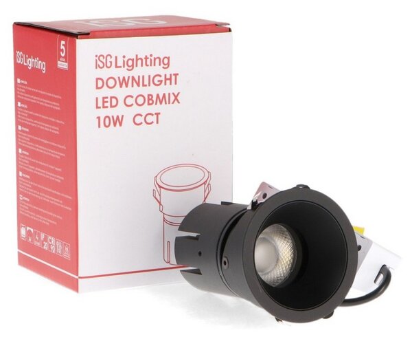 Faretto Led da incasso 10W Rotondo Orientabile Cornice nera Apertura 36 gradi CCT temperatura colore regolabile iSG Lighting