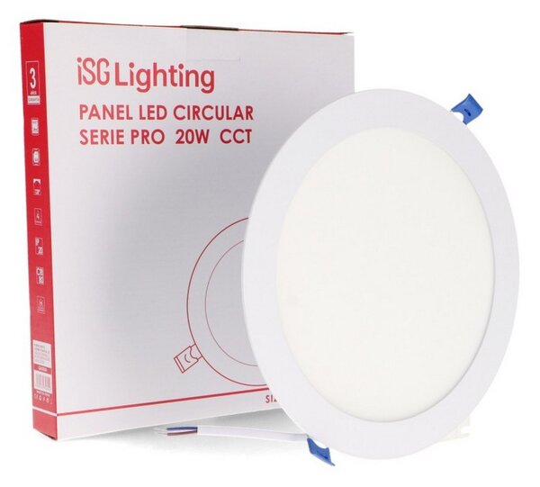 Faretto Led da incasso Slim Serie Pro 20W Rotondo Cornice bianca Apertura 120 gradi CCT temperatura colore regolabile iSG Lighting