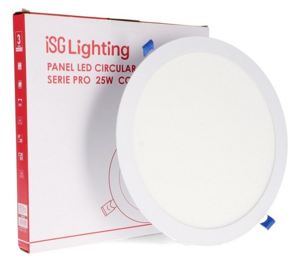 Faretto Led da incasso Slim Serie Pro 25W Rotondo Cornice bianca Apertura 120 gradi CCT temperatura colore regolabile iSG Lighting