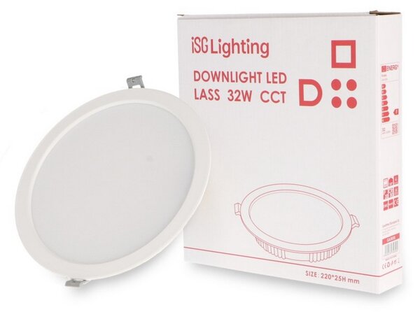 Faretto Led da incasso Lass 32W Rotondo Cornice bianca Apertura 120 gradi CCT temperatura colore regolabile iSG Lighting