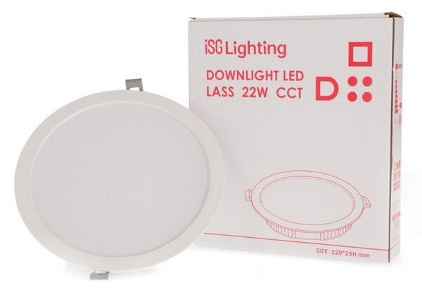 Faretto Led da incasso Lass 22W Rotondo Cornice bianca Apertura 120 gradi CCT temperatura colore regolabile iSG Lighting