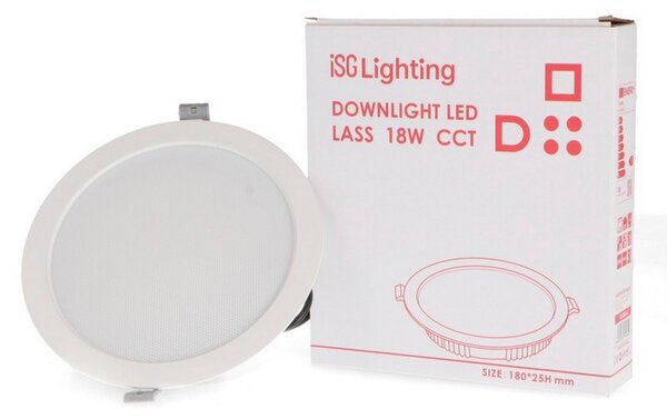Faretto Led da incasso Lass 18W Rotondo Cornice bianca Apertura 120 gradi CCT temperatura colore regolabile iSG Lighting