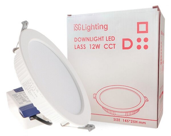 Faretto Led da incasso Lass 12W Rotondo Cornice bianca Apertura 120 gradi CCT temperatura colore regolabile iSG Lighting