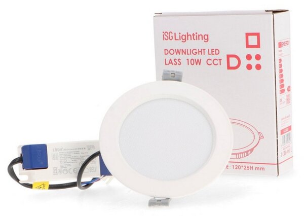 Faretto Led da incasso Lass 10W Rotondo Cornice bianca Apertura 120 gradi CCT temperatura colore regolabile iSG Lighting