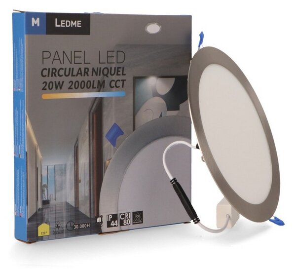 Faretto Led da incasso Nickel 20W Rotondo Cornice argento Apertura 120 gradi CCT temperatura colore regolabile M LEDME
