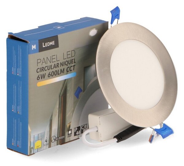 Faretto Led da incasso Nickel 6W Rotondo Cornice argento Apertura 120 gradi CCT temperatura colore regolabile M LEDME
