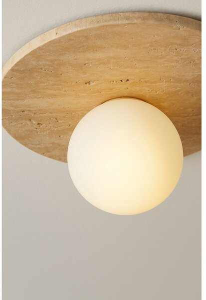 Plafoniera beige in pietra con paralume in vetro ø 12 cm Hilde – Opviq lights