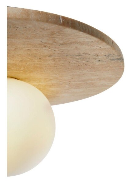 Plafoniera beige in pietra con paralume in vetro ø 12 cm Hilde – Opviq lights