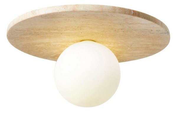 Plafoniera beige in pietra con paralume in vetro ø 12 cm Hilde – Opviq lights