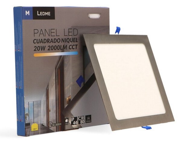 Faretto Led da incasso Slim Nickel 20W Quadrato Cornice argento Apertura 120 gradi CCT temperatura colore regolabile M LEDME