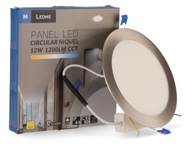 Faretto Led da incasso Nickel 12W Rotondo Cornice argento Apertura 120 gradi CCT temperatura colore regolabile M LEDME