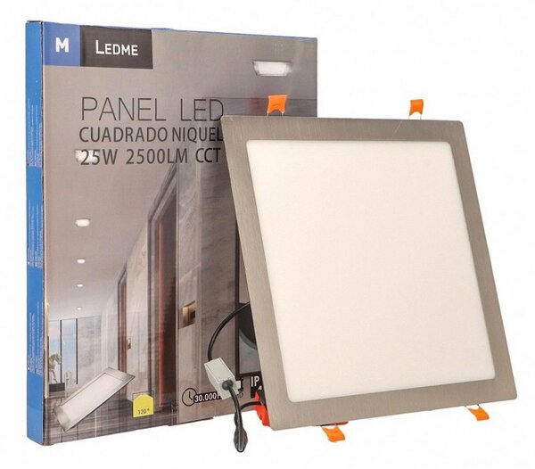Faretto Led da incasso Slim Nickel 25W Quadrato Cornice argento Apertura 120 gradi CCT temperatura colore regolabile M LEDME