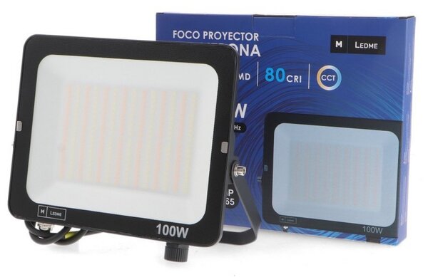 Faro proiettore Led 100W Nero da esterno IP65 CCT temperatura colore regolabile M LEDME