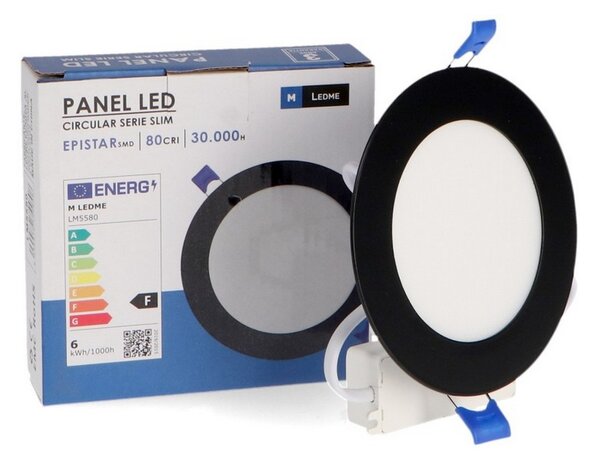 Faretto Led da incasso Slim 6W Rotondo Cornice nera Apertura 120 gradi CCT temperatura colore regolabile M LEDME