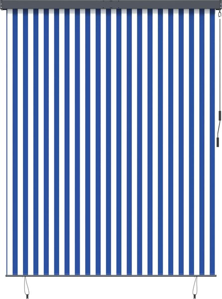 Tenda a rullo a righe blu e bianche 200 x 250 cm Tessuto e alluminio