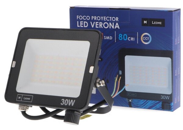 Faro proiettore Led 30W Nero da esterno IP65 CCT temperatura colore regolabile M LEDME