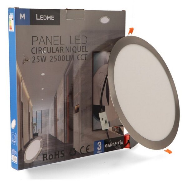 Faretto Led da incasso Nickel 25W Rotondo Cornice argento Apertura 120 gradi CCT temperatura colore regolabile M LEDME