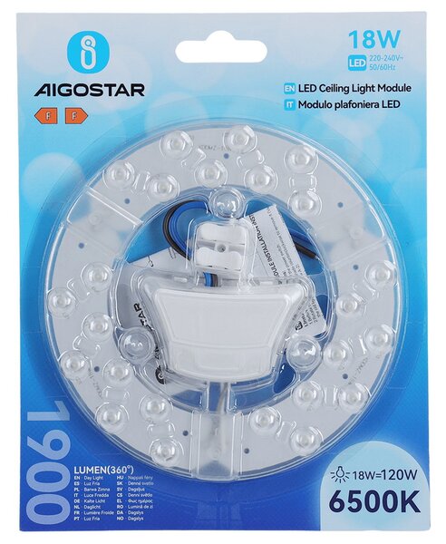 Modulo Led 18W per plafoniere e lampadari calamitato Bianco caldo 3000K Aigostar