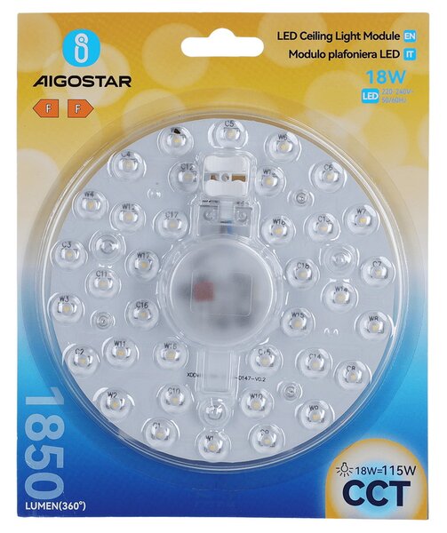 Modulo Led 18W per plafoniere e lampadari calamitato CCT temperatura colore regolabile Aigostar