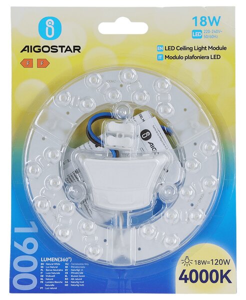 Modulo Led 18W per plafoniere e lampadari calamitato Bianco neutro 4000K Aigostar