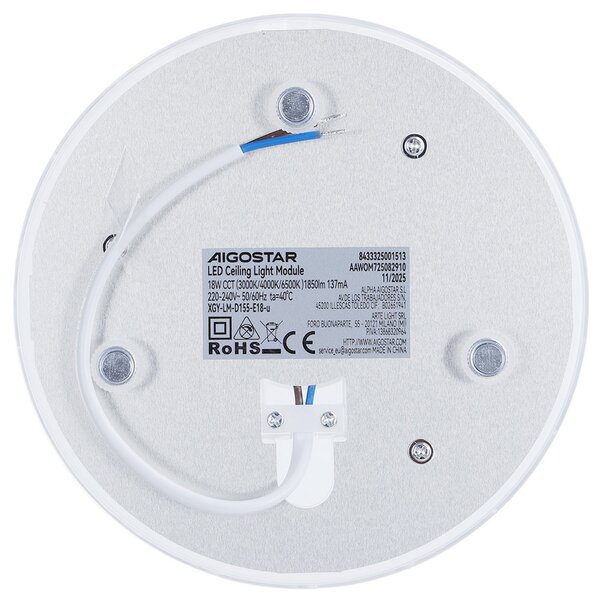 Modulo Led 18W per plafoniere e lampadari calamitato CCT temperatura colore regolabile Aigostar
