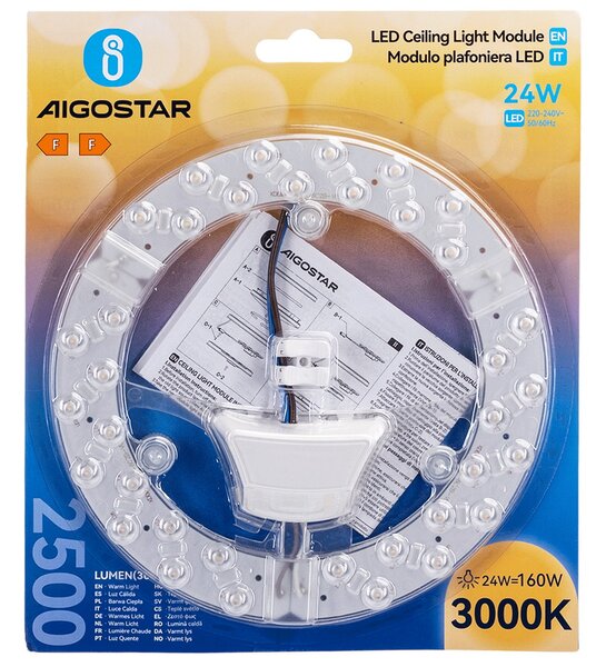 Modulo Led 24W per plafoniere e lampadari calamitato Bianco caldo 3000K Aigostar