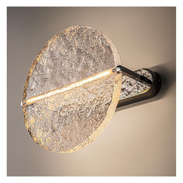 MANGATA APPLIQUE IN VETRO CON BASE CROMATA LED 7W LUCE 3000K D35CM DESIGN MODERNO