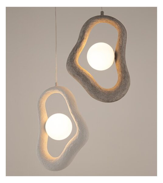 OPUS SOSPENSIONE SINGOLA GRIGIA O BIANCA IN POLIRESINA POROSA LAMPADINA ATTACCO G9 DESIGN MODERNO