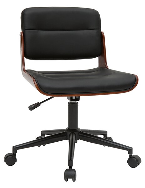 Sedia da ufficio girevole nero e legno scuro ARAMON