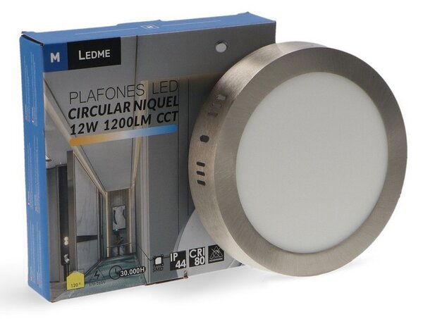 Plafoniera Led 12W Nickel Rotonda Grigia CCT temperatura colore regolabile M LEDME