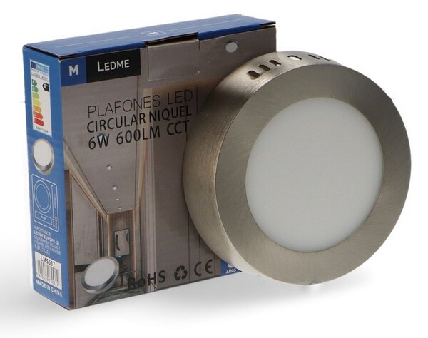 Plafoniera Led 6W Nickel Rotonda Grigia CCT temperatura colore regolabile M LEDME