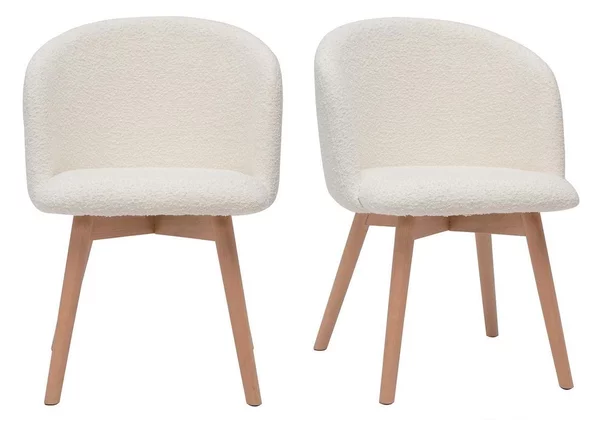 Sedie scandinave in tessuto effetto lana bouclé e legno massello di faggio (set di 2) VANITY