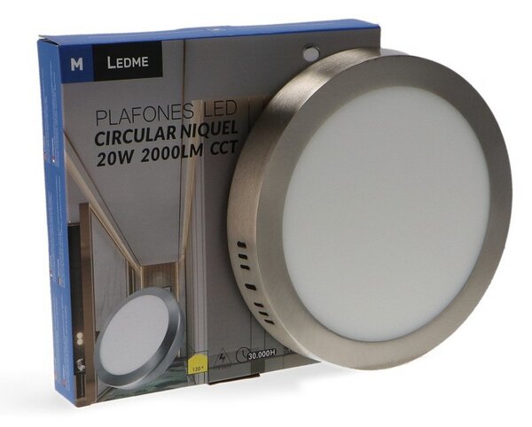 Plafoniera Led 20W Nickel Rotonda Grigia CCT temperatura colore regolabile M LEDME