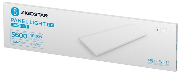 Pannello Led 50W 120x30cm Cornice bianca rettangolare Bianco neutro 4000K Aigostar