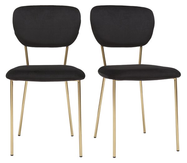 Sedie design in velluto nero e metallo dorato (set di 2) LEPIDUS