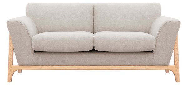Divano scandinavo 2 posti in tessuto effetto velluto testurizzato beige e frassino ASAKO