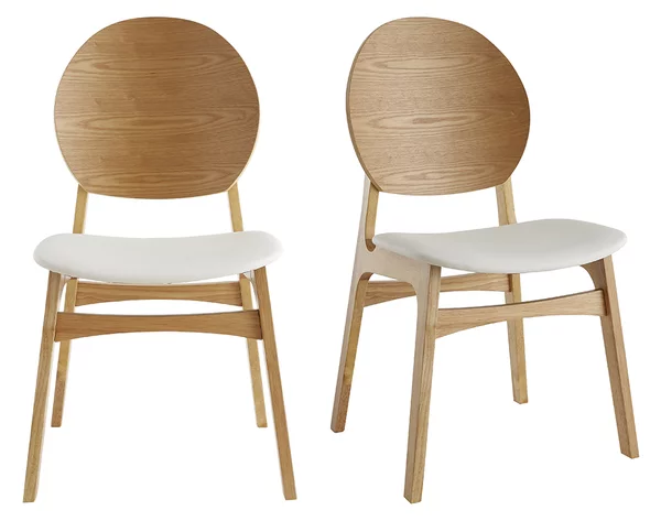 Sedie scandinave in legno chiaro e poliuretano bianco (set di 2) ELTON