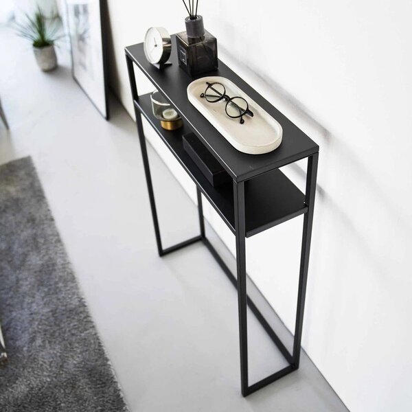 Tavolo consolle nero in metallo 18x60 cm Tower – YAMAZAKI