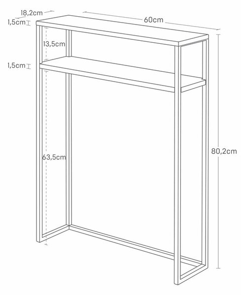 Tavolo consolle nero in metallo 18x60 cm Tower – YAMAZAKI