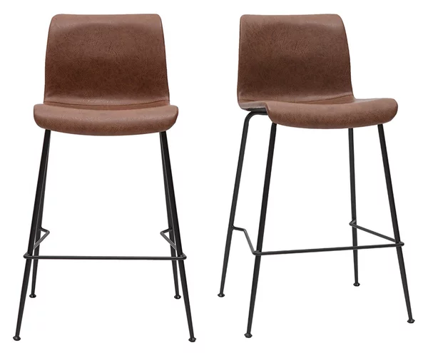 Sgabelli da bar fissi marrone anticato e metallo nero H65 cm (set di 2) HAROLD