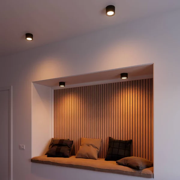 Nordlux Faretto da soffitto Landon Smart, nero, altezza 8,2 cm dimmerabile, Nero, Soggiorno / Sala da pranzo, Metallo