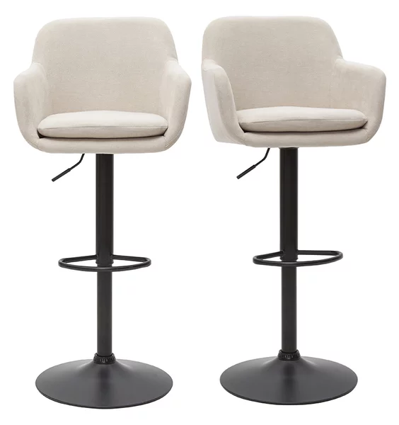 Sgabelli da bar regolabili tessuto effetto velluto beige e metallo (set di 2) AMIKA